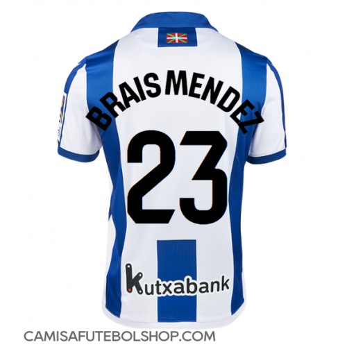 Camisa de time de futebol Real Sociedad Brais Mendez #23 Replicas 1º Equipamento 2024-25 Manga Curta